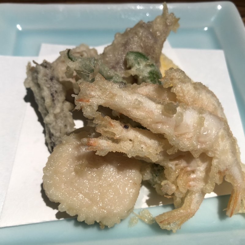 白海老の天ぷら(蕎麦懐石 無庵(むあん))
