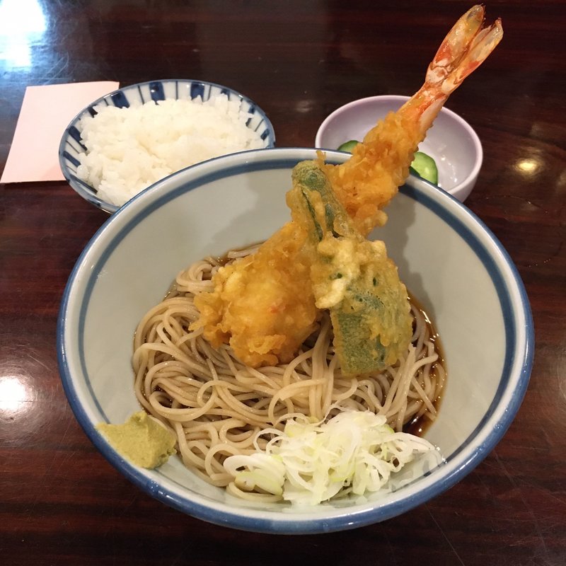 天南定食（天ぷらそばと小ごはんのセット）(そば七)