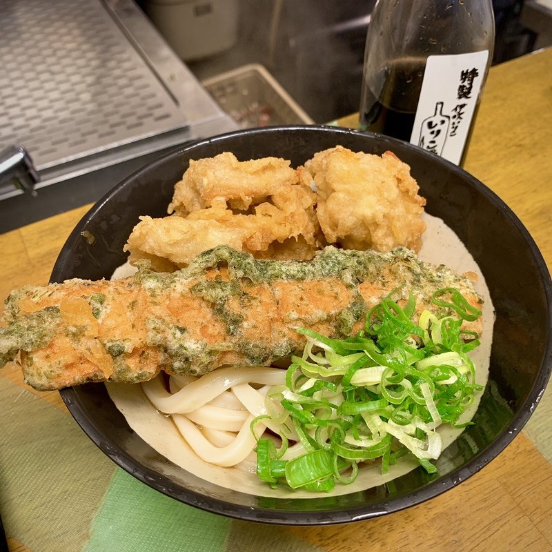 とり天・ちくわ天ぶっかけ(いぶきうどん)