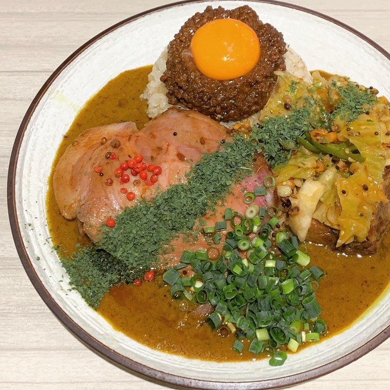 MIX並 キーマ 豚 アチャール  ローストポーク 薬味 納豆(吉田カレー  )
