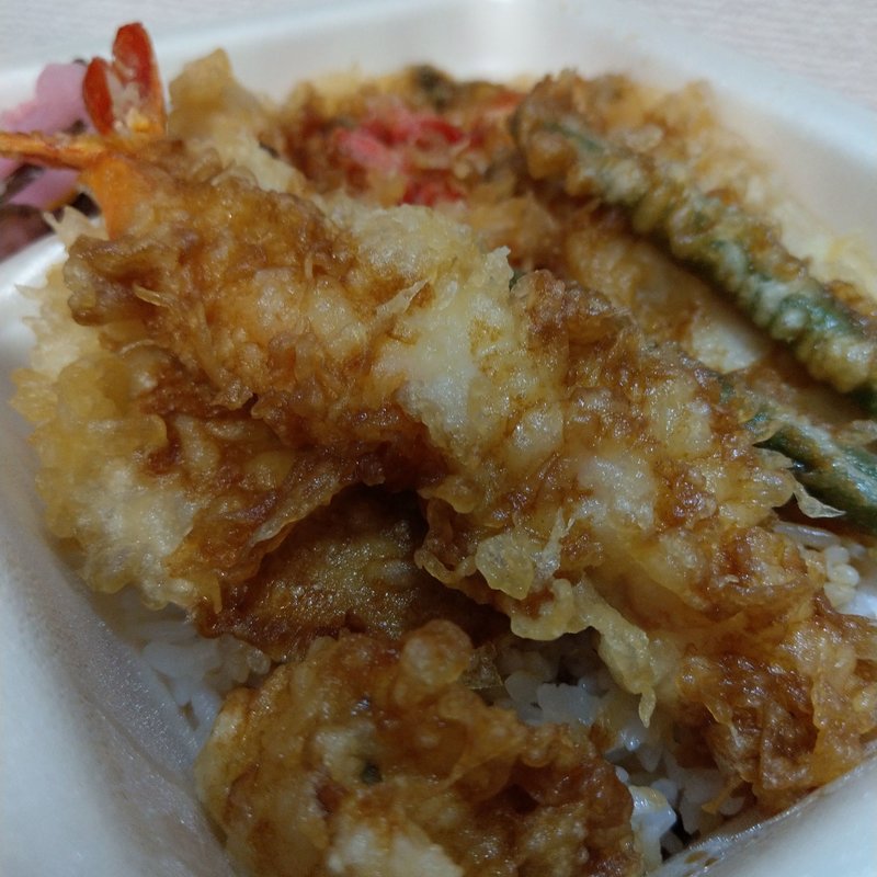 一本釣りかつとあさりのかき揚げ天丼弁当(天丼てんや 錦糸町南店 )