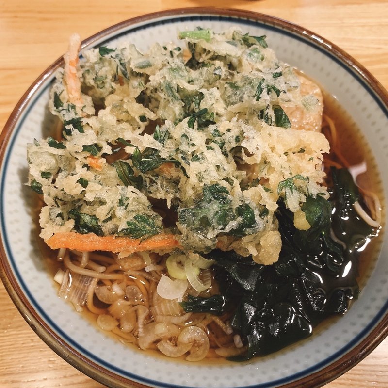 春菊天そば、生卵(福そば )