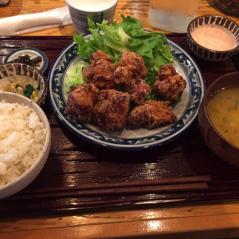 唐揚げ定食(明太マヨ)(九州産直　炉端かてて　八丁堀はなれ)