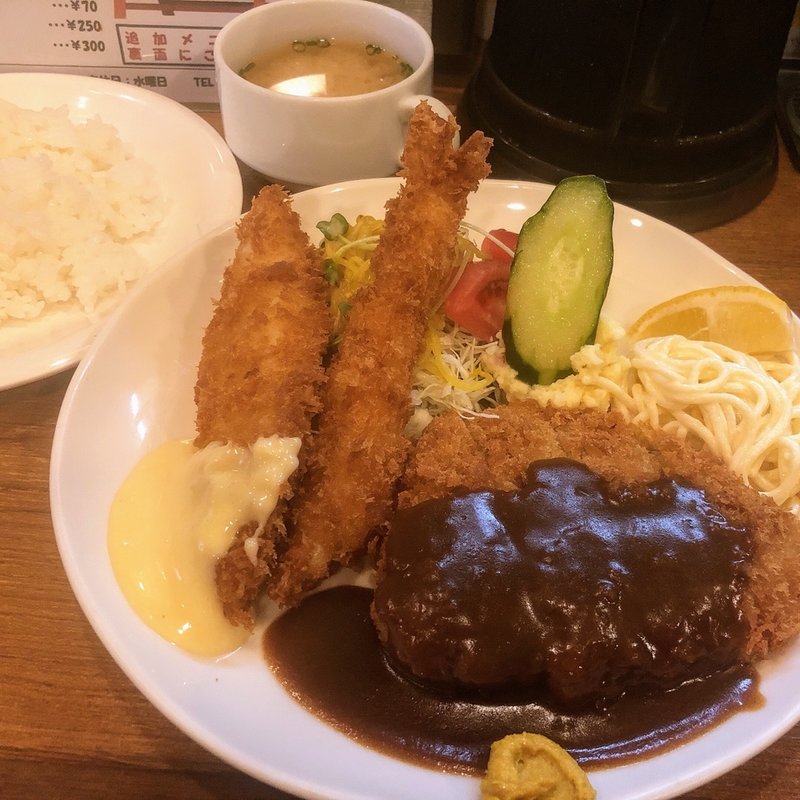 特上ビフカツ (エビフライ＋白身魚フライトッピング)(レストラン かめや)