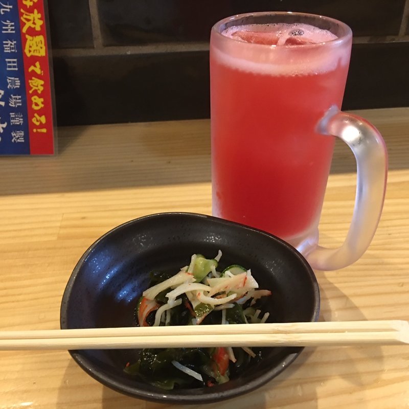 トマトサワー＆お通し(鶏居酒屋 ちらんや)