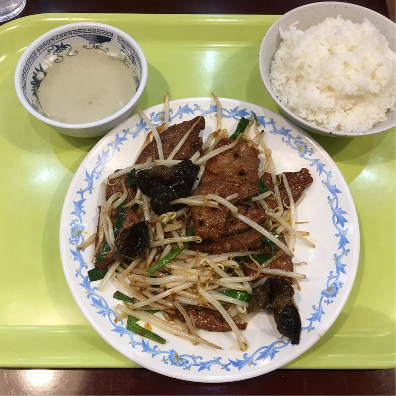 レバニラ炒め＋ライスセット(北京餃子 )