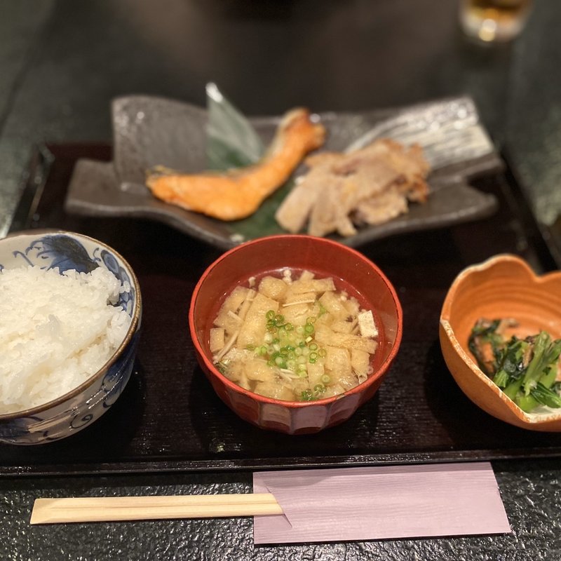 豚肉と信州サーモンの味噌焼き(村民食堂 （そんみんしょくどう）)