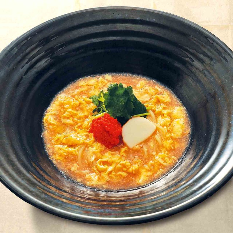 博多直送 明太餡かけ玉子とじのおうどん(あげたち 匠の細麺 つるとんたん（大国町）)