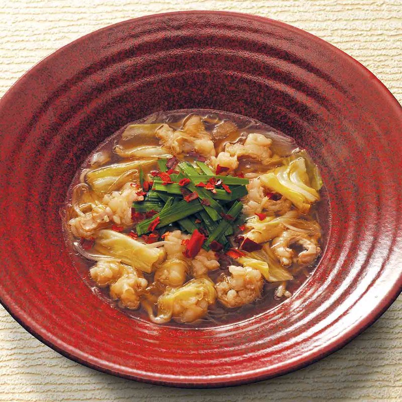 コク旨 もつ煮込みのおうどん(あげたち 匠の細麺 つるとんたん（大国町）)