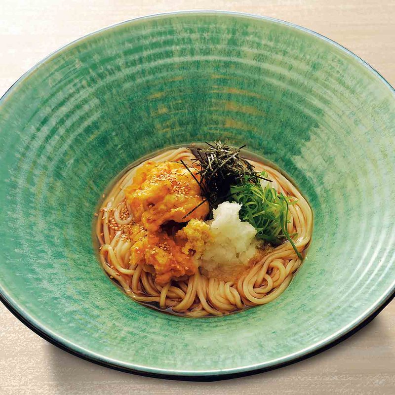 鶏天ぶっかけのおうどん（温・冷）(あげたち 匠の細麺 つるとんたん（大国町）)