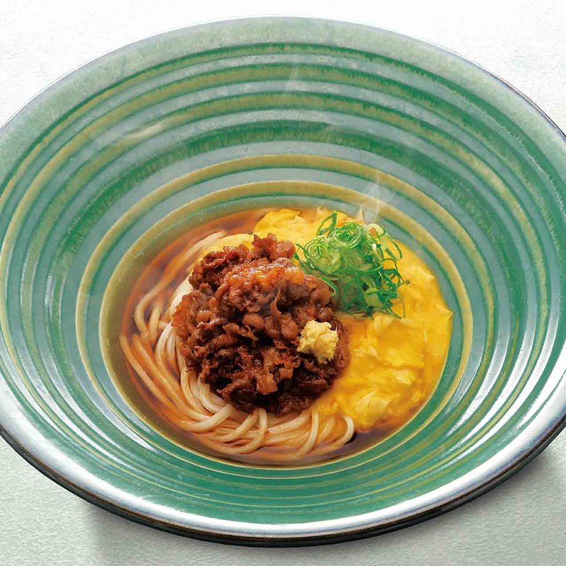 牛しぐれ釜玉のおうどん（温）(あげたち 匠の細麺 つるとんたん（大国町）)