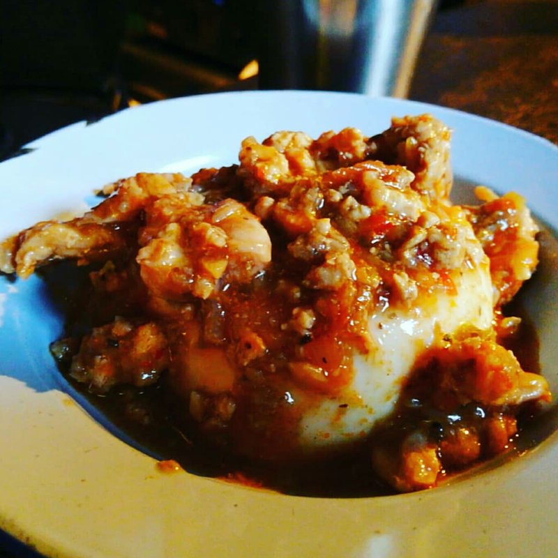 本日の冷製麻婆(へしこ、セセリ、鶏肉、シメジ)豆腐(青空食堂 )