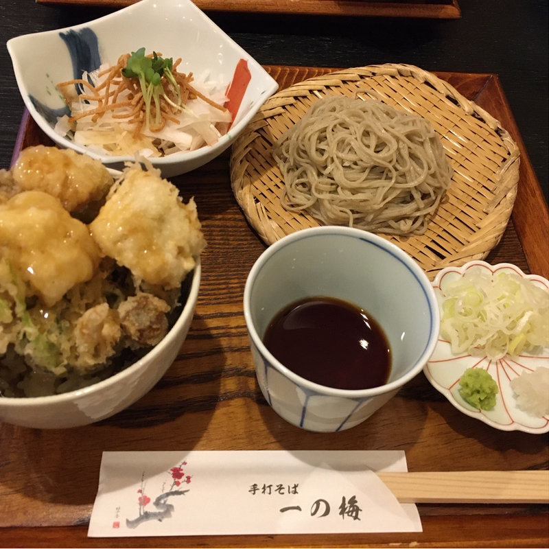 穴子天丼セット(手打そば一の梅)