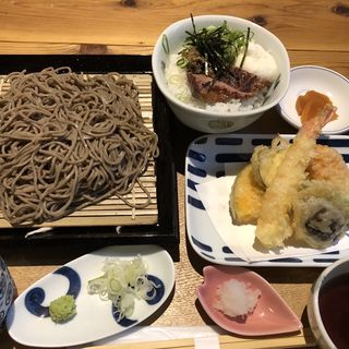 海老天ぷら蕎麦とトロロ牛タン丼(そばのれん)