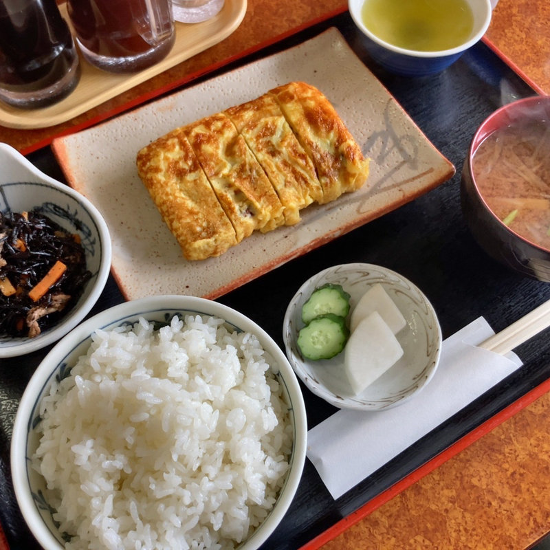 厚焼き玉子とごはんセット、ひじき(いちだ )