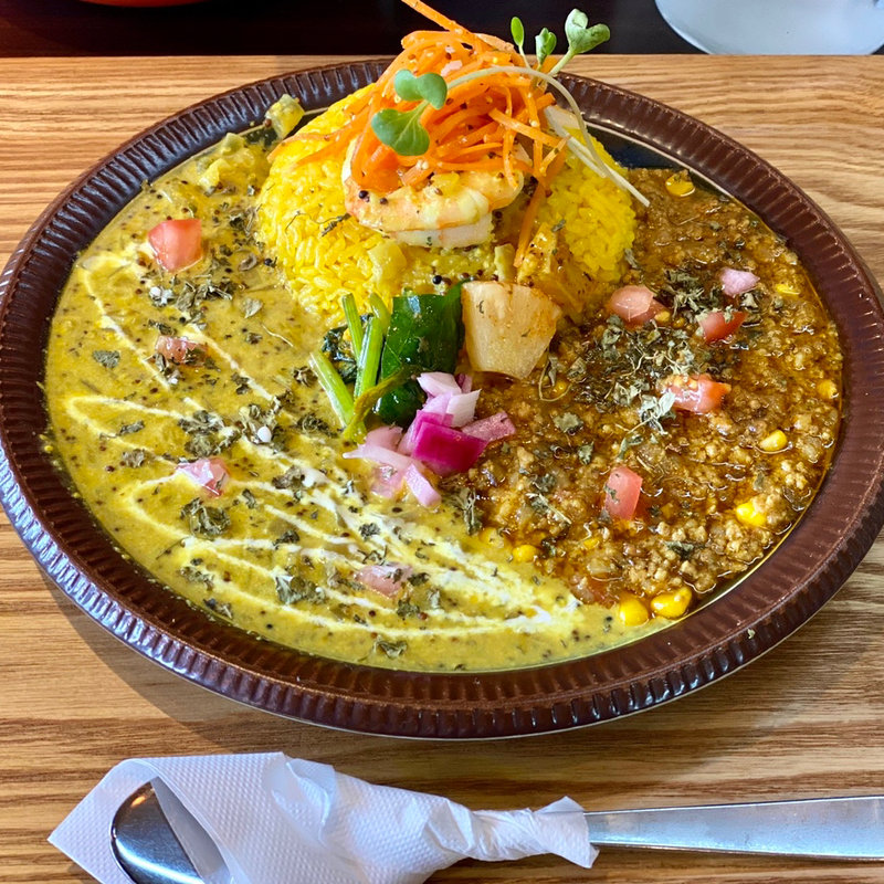 2種がけ(マサラチキン/海老のクリーミーマスタード)(タカタカカフェ （taka m taka cafe） )