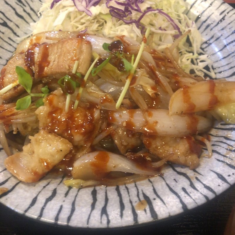 ホルモンタレ焼き定食(鉄板ダイニング OKONOMIYA)