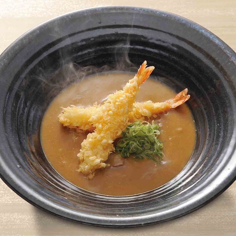 海老天カレーのおうどん(あげたち 匠の細麺 つるとんたん（大国町）)