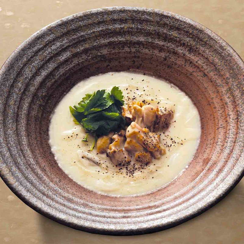 鶏クリームのおうどん(あげたち 匠の細麺 つるとんたん（大国町）)