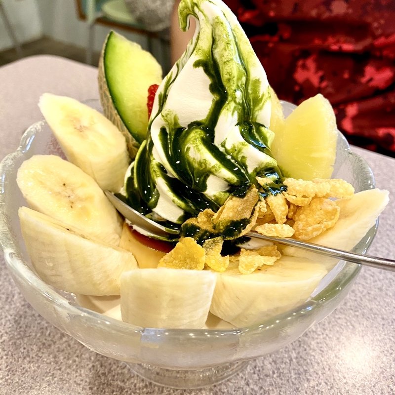 抹茶フルーツソフト(カドヤ東店)