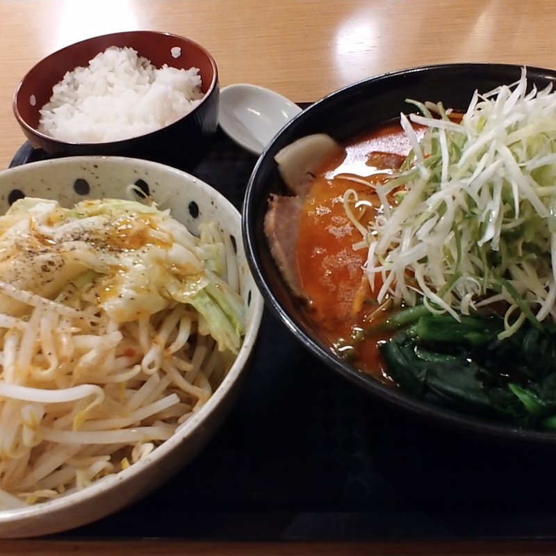 ネギ塩ラーメン(期間限定山盛もやし)&小ライス(こってり番長 )
