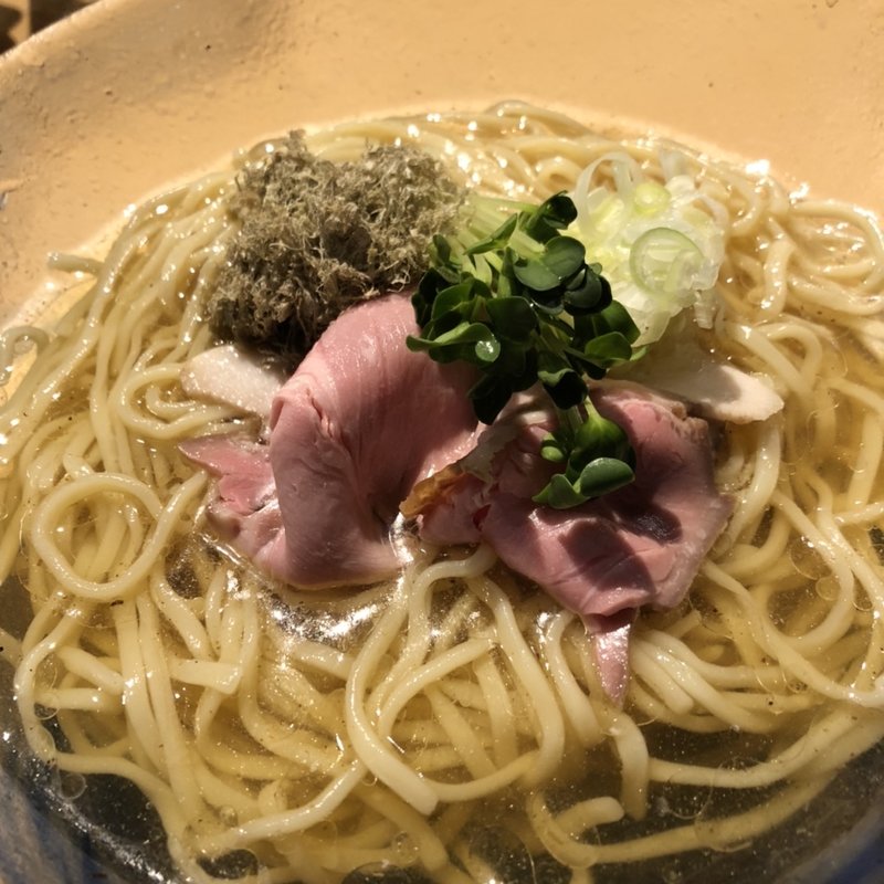 お楽しみ会コース〆の冷やし緑茶ラーメン(YAMACHAN)