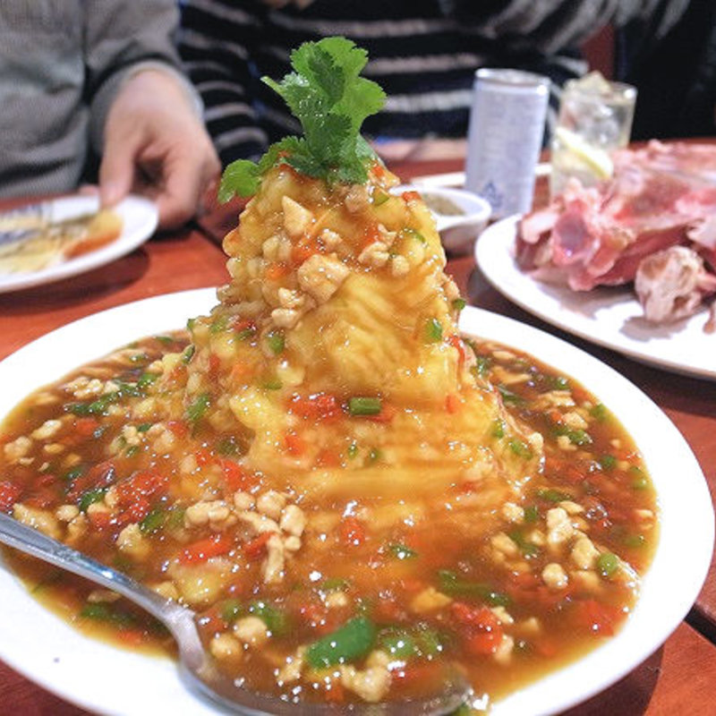 マッシュポテトひき肉のあんかけ（火山土豆泥）(小城)