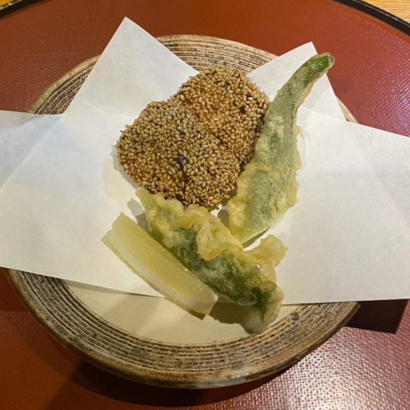 鰆の胡麻あげ、万願寺唐辛子(みこころや )
