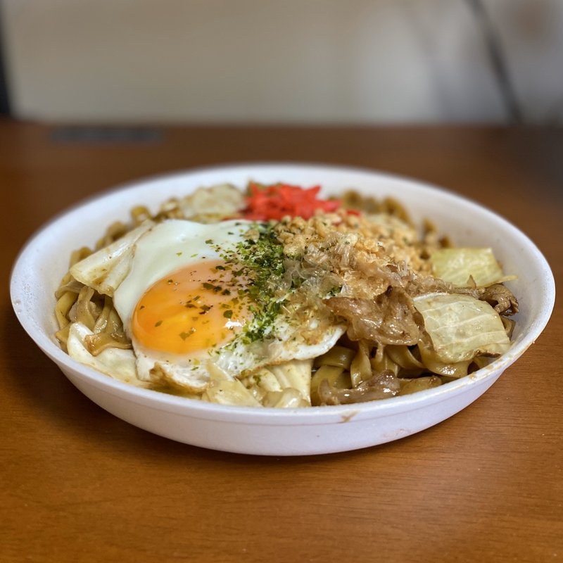 豚焼きそば(ソース、ひら麺)(九条ねぎ焼きとワイン やまざき)