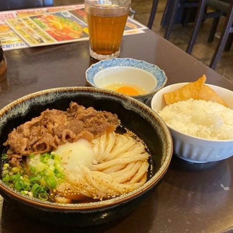 にくぶっかけうどんの定食(夏限定)(めん処 つるつる亭 )
