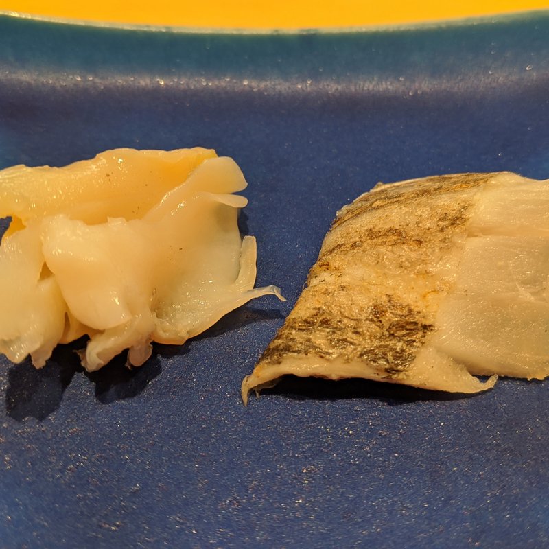 太刀魚炙り、バイ貝(すし処　美波)