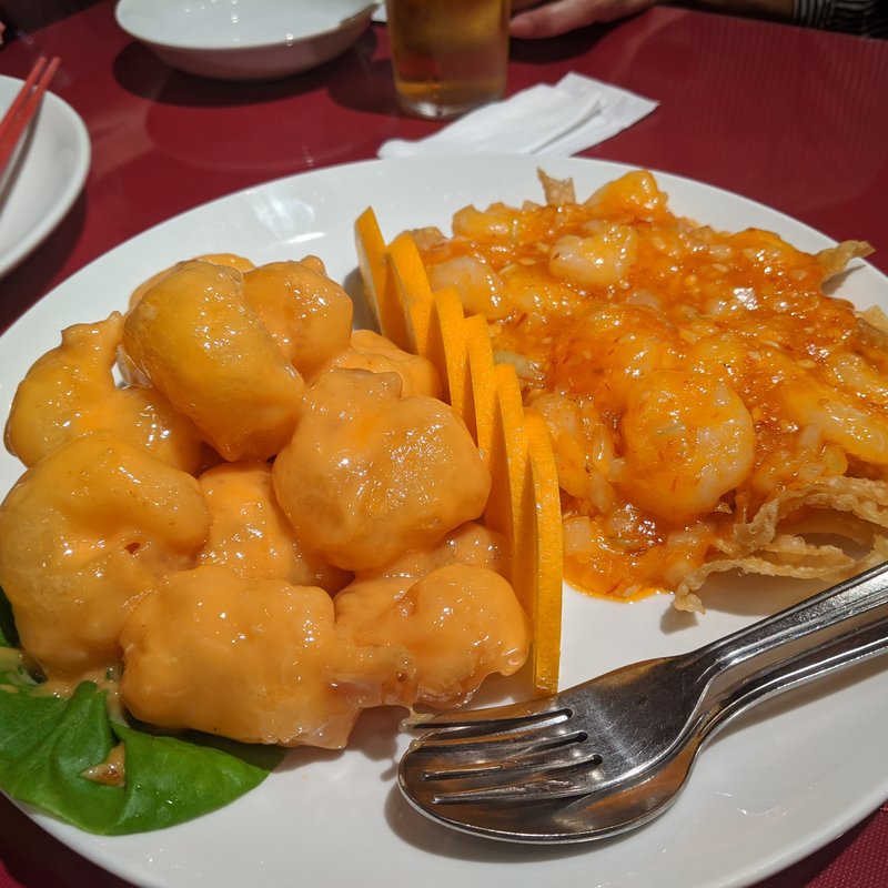 海老のマヨネーズソース、海老のチリソース(四五六菜館(スウロサイカン) 新館)