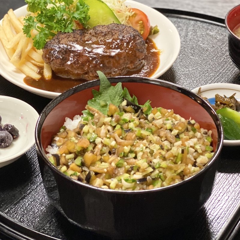 やたら丼と手作りハンバーグセット(ふじよし )