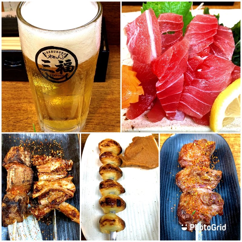 生ビール&やきとん&ニンニク焼き(三福)