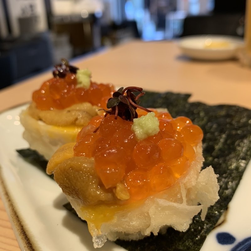 うにくらたま天(天ぷら酒場　上ル商店　新宿三丁目店)