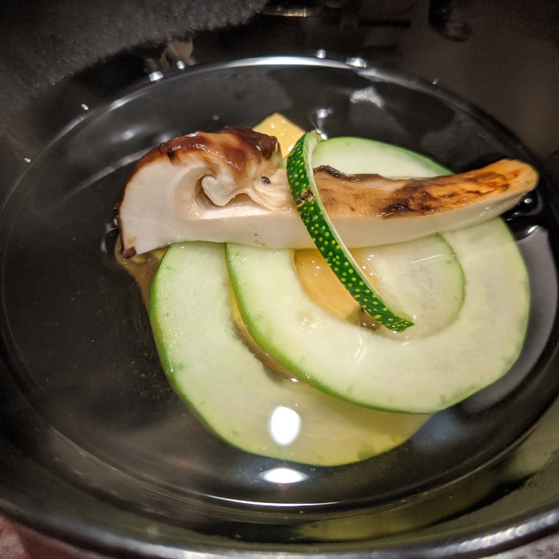 とうもろこし豆腐、松茸のお椀(鳥田中)