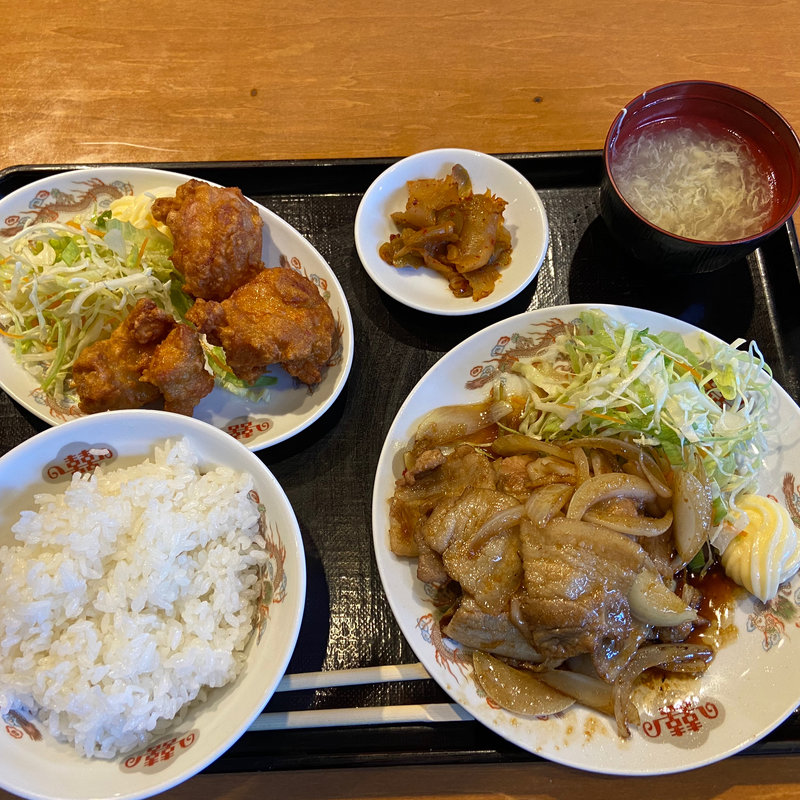 生姜焼き唐揚げ定食(五番)