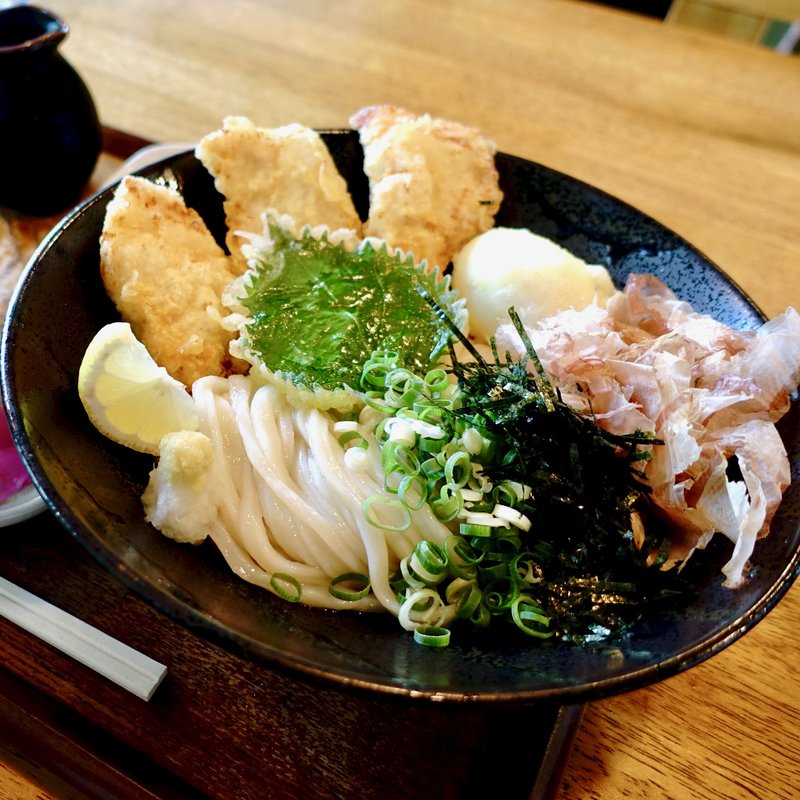 鶏玉天ぶっかけ(うどん 色彩 )