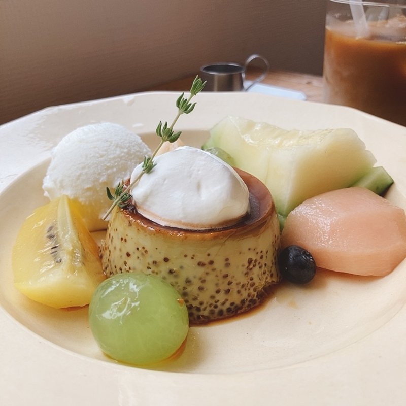 ピスタチオプリンアラモード(カフェドアンジ)