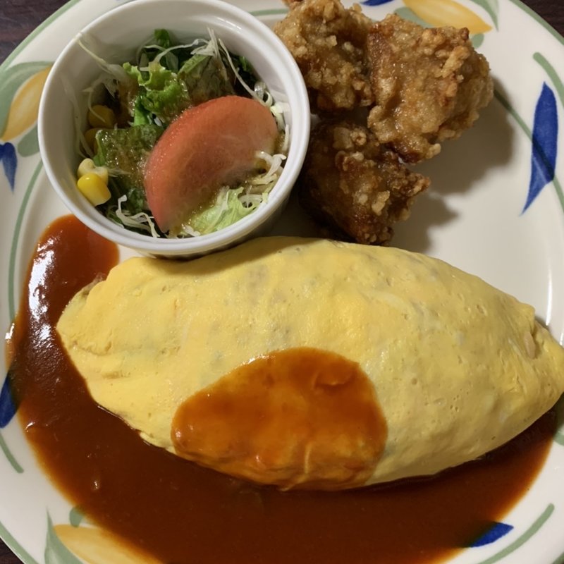 オムライス唐揚げセット(北極星 心斎橋本店)