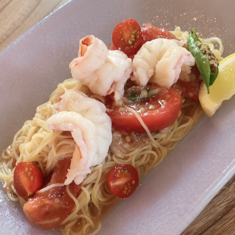 季節のパスタ(エビとトマト)(カフェドミーミ（Café de mimi）)