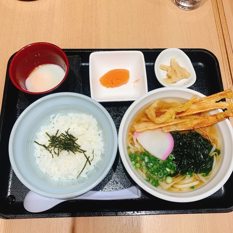 明太卵かけご飯セット(能古うどん 天神ビル店)