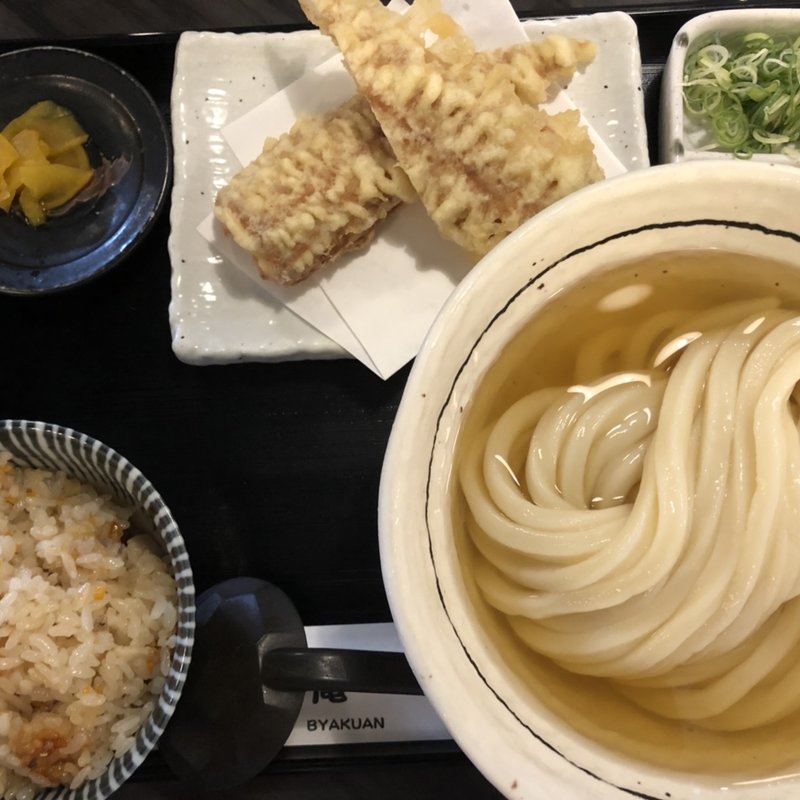 ひやひやのかけうどんちくわ天セット+かやくご飯(讃岐うどん 白庵 （BYAKUAN びゃくあん）)