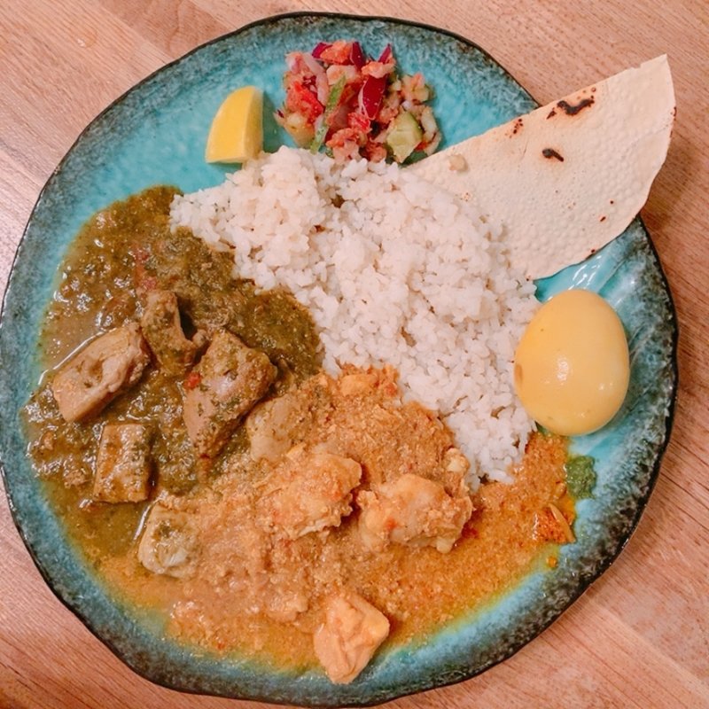 2種あいがけ OPTION スパイスたまご(三宿スパイスカレー ガネック)