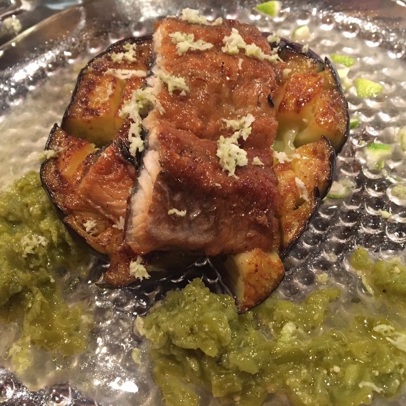 絹茄子と愛媛朝焼きうなぎの万願寺ソース(オラ!ボッサ （ola!Bossa）)