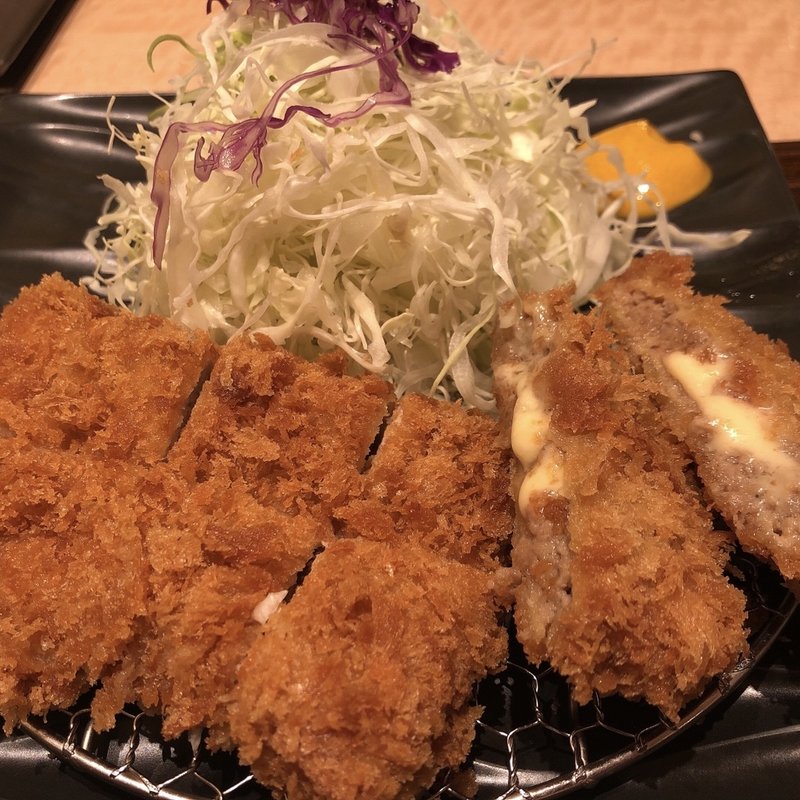 ひれかつ御飯 & チーズ入りメンチかつ(和幸 JR王子駅前店)
