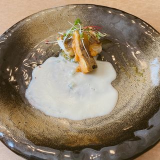 タンバコース　　鮮魚のポワレ　丹波野菜のバジル風味　レモンクリームソース(ル・クロ 丹波邸)