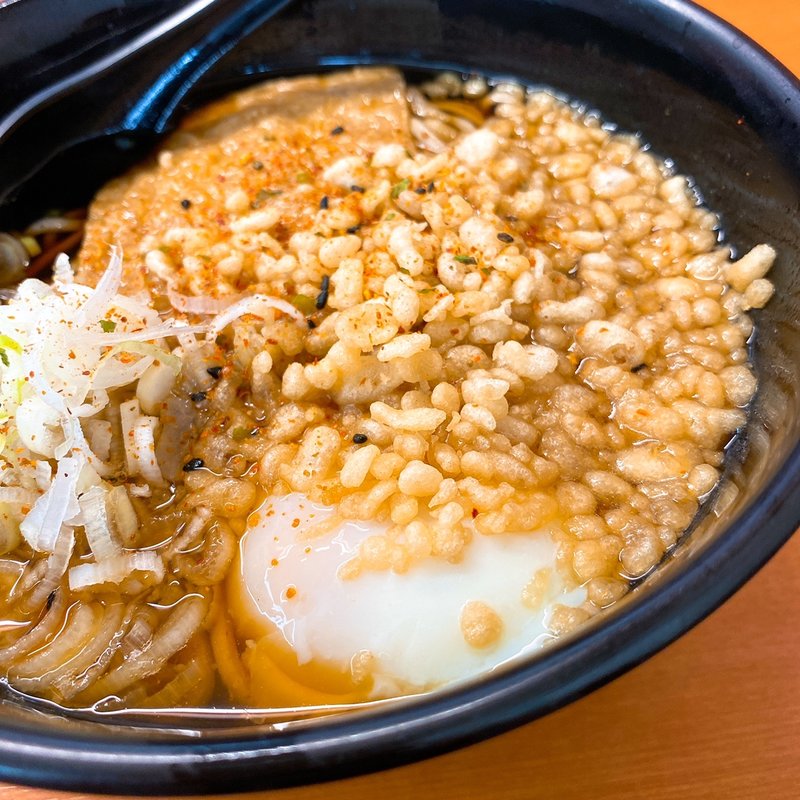 朝得 とろ玉たぬきつねそば(駅そば 大江戸そば 市ヶ谷)