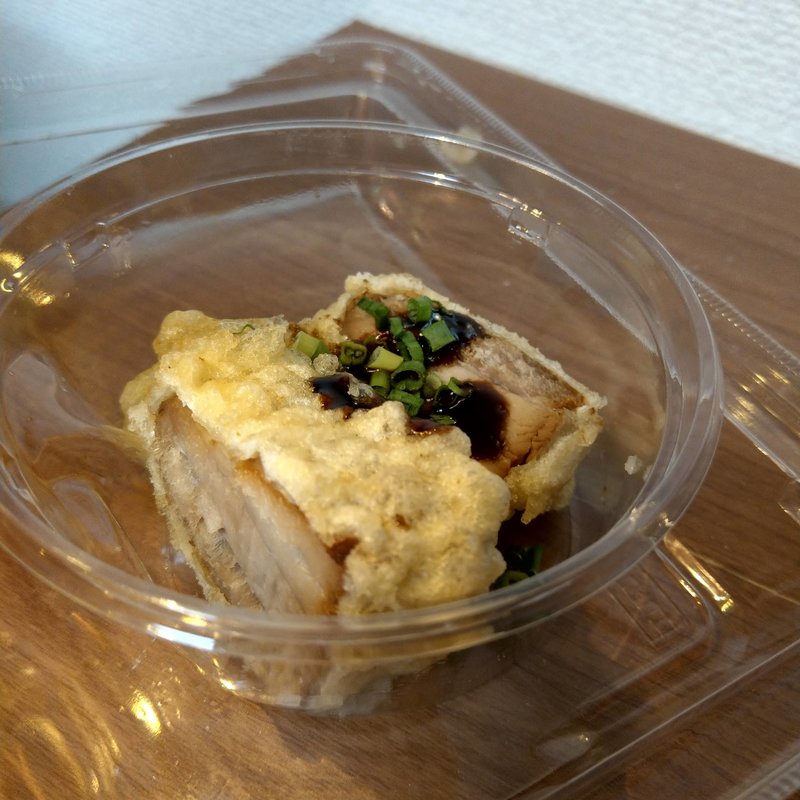 豚の角煮天ぷら(天丼専門店 上ル商店 門前仲町店)