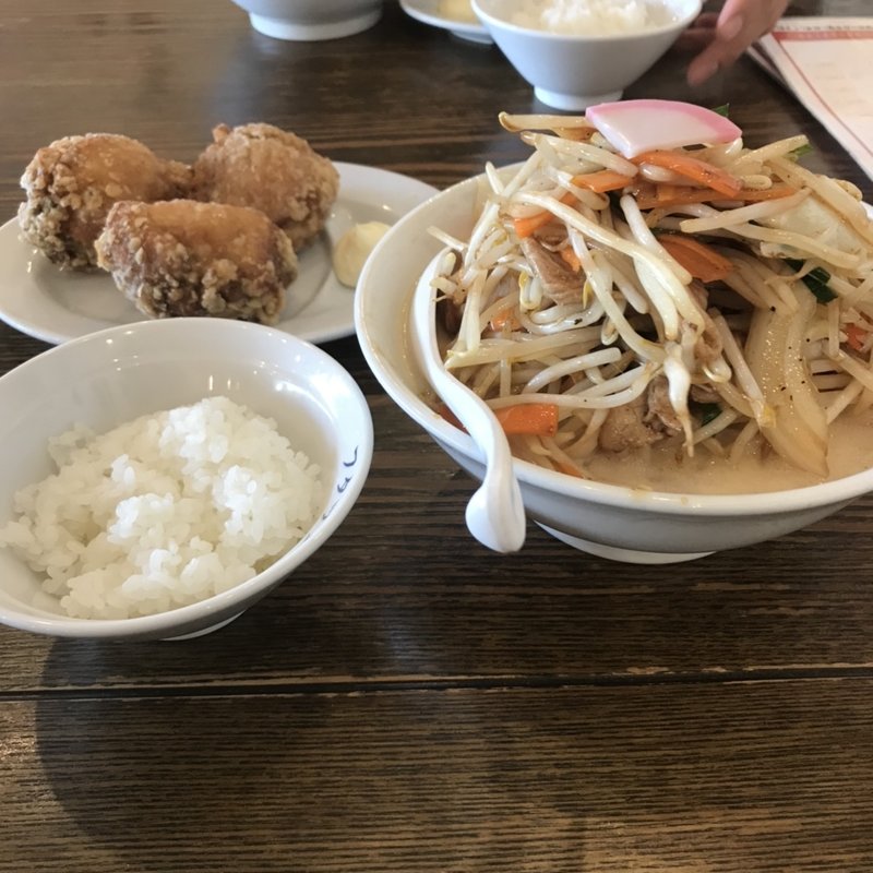 濃厚タンメン＋唐揚げセット(濃厚湯麺 フタツメ 伊勢崎店)